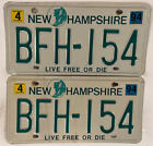 Set of 2 1994 New Hampshire BFH 154 LIVE FREE DIE license plate PAIR vintage NH