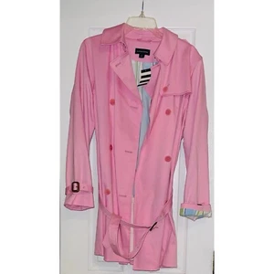 Gabardina Lands End para mujer doble botonadura con cinturón rosa claro longitud media talla 12 - Imagen 1 de 10