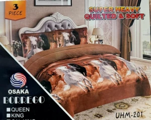 3 Piece Premium Warm Reversible Borrego Blanket Set Comforter King Size - Picture 1 of 7