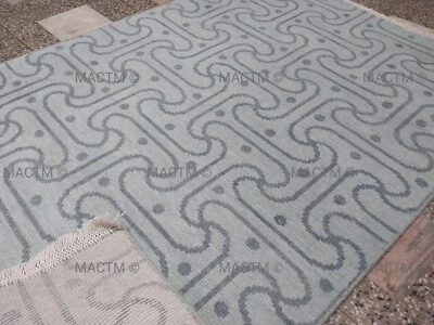 Handmade Blue Carpet Oushak Area Rug 5x8,6x9Ft Carpet Living Room Home - Image 1 of 4