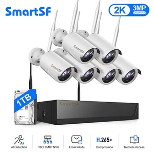 3MP Wireless Security Camera System, 10CH 5MP WiFi NVR With 6Pcs 3MP IP cam+1TB - Picture 1 of 13
