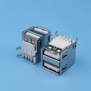 10Pcs USB Female 8Pin Type A Right Angle Dual Port PCB Mount Socket Connector - Picture 1 of 6