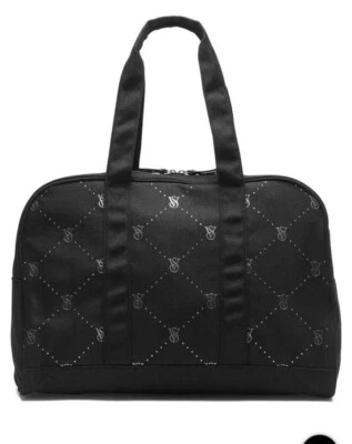 NWT Victoria Secret VS Logo LG  Weekender Black BLING Tote Duffle Bag - Image 1 of 4
