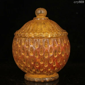 4.4"collection old antique Tibet crystal seal up Sarira jar - Picture 1 of 9