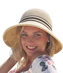 Damen Strohhut mit Rückenschleife Größe M beige Sonnenhut - Bild 1 von 7