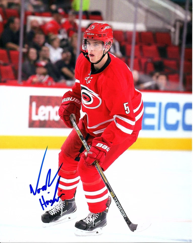 NOAH HANIFIN CAROLINA HURRICANES 8X10 AUTOGRAPHED SIGNED PHOTO WITH COA, FLAMES - Image 1 of 1