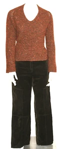 ARMANI COLLEZIONI Brown Velveteen Wide Leg Pants w/ Snap Open at Cuff Sz4 It 40 - Picture 1 of 12