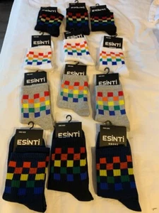 12 PAIRS RETRO CLASSIC STYLE CREW SOCKS ONE SIZE UNISEX NIB - Picture 1 of 7