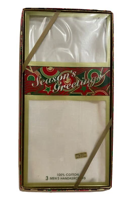JUEGO DE PAÑUELO DE ALGODÓN VINTAGE NAVIDAD PARA HOMBRE EN CAJA VACACIONES NOS Foto 1 de 3