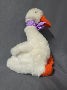 1982 DAKIN Stuffed Plush GOOSE Toy WHITE ORANGE  - Picture 1 of 9