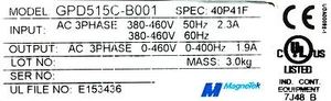 Inversor de propósito general Magnetek GPD515C-B001 [PZ6] - Imagen 1 de 1