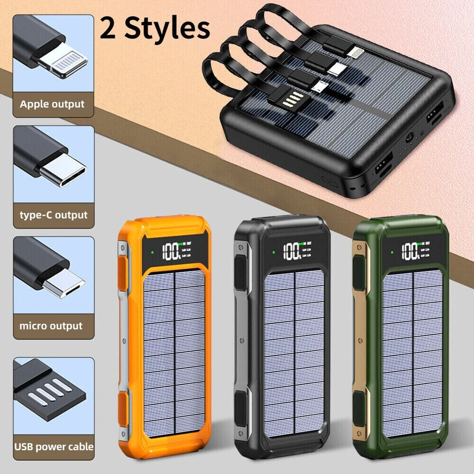 2023 Super 10000mAh 4 Output Portable Charger Solar Power Bank for Cell Phone - Image 1 of 4