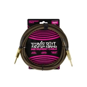 BROWN w GOLD ENDS 10' PAY DIRT BRAIDED INST. CABLE ERNIE BALL 6428 STRAIGHT/ST - Picture 1 of 8