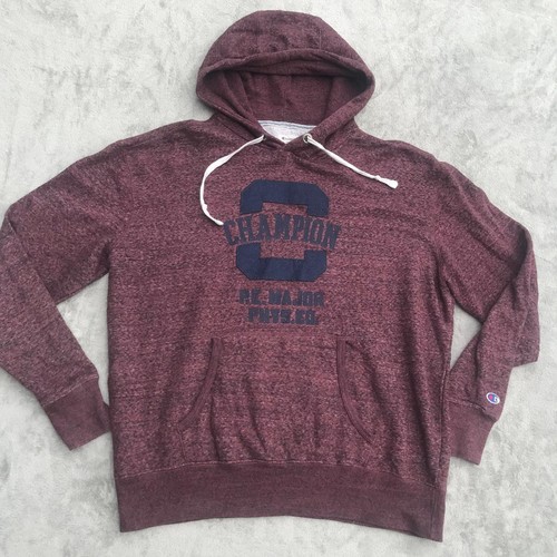 VETEMENTS Felpa Champion con cappuccio uomo L rossa logo Bgndy ricamo pile pullover felpa Y2K