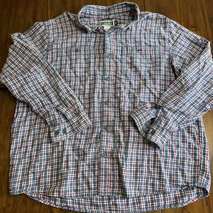 Duluth Trading camicia di flanella uomo XL a quadri sgusciata vestibilità standard blu rosso - Foto 1 di 9