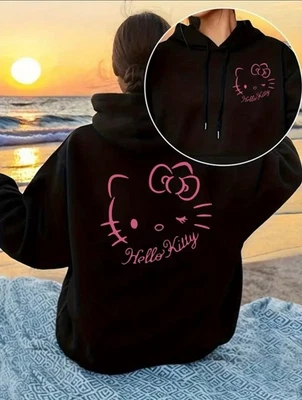 Hello Kitty Sudadera con Capucha Manga Larga Bolsillo Sudadera con Capucha Pullover Foto 1 de 3