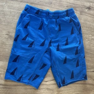 Tea Collection Blue Sailboat Print French Terry Cotton Pull On Gym Shorts Boy 10 - Picture 1 of 7