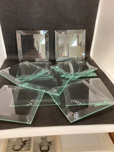 "Lote de 11 cuadrados de vidrio biselado transparente trapezoidal parte posterior plana de 4""" - Imagen 1 de 9