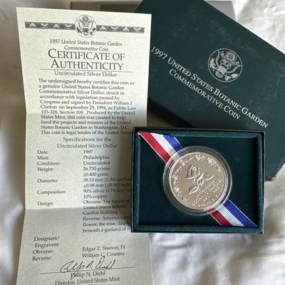 1997-P Botanic Garden 1820-1995 Commemorative uncirculated Silver Dollar $1 - Image 1 of 4