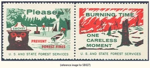 D2K Smokey Bear Stamp 1961 pair careless moment - Picture 1 of 1