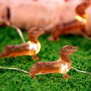 Christmas Dachshund Dog String Lights With Timer 10 Ft 30 Leds Pets Theme Batte - Picture 1 of 6
