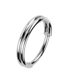 Clicker Anello Piercing 0,8Mm Argento Septum Piercing Nasale Doppia Righe - Foto 1 di 1