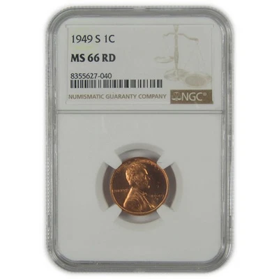1949 S Lincoln Wheat Cent MS 66 RD NGC Penny Uncirculated SKU:I22644 - Image 1 of 4