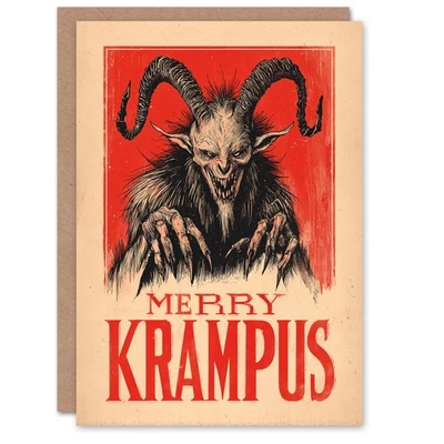 ARTERY8 Christmas Card Merry Krampus German Fairytale Demon Horror Fan