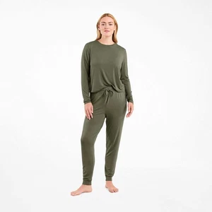 NUUDS Schlafanzug Jogger Set Langarm Bequem Lounge 2 teilig Olivgrün XXXL - Bild 1 von 12