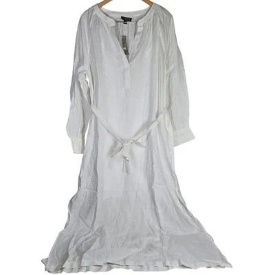 J. Crew Cabana dress in linen White CI918 XL NWT Long Sleeve Maxi Belted - Image 1 of 4