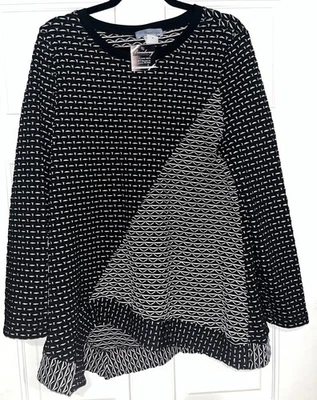 ¡Nuevo! Moonlight Talla M Usable Art - Camisa Negra Blanca Asimétrica Artística. Orig$89 Foto 1 de 4