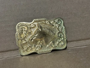 Hebilla de cinturón vintage de latón macizo caballo semental country vaquero occidental (2) -V06 - Imagen 1 de 3