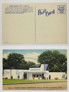 Longview TX Curley's Restaurant Hwy 80 Linen Vintage Postcard Where America Eats - Picture 1 of 1