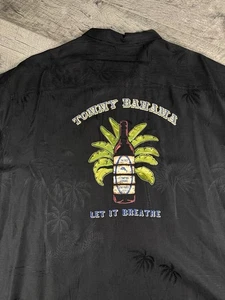 Tommy Bahama Silk Shirt Men’s 3XL Embroidered “Let It Breathe” Black EUC - Picture 1 of 8