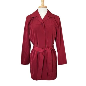 Chaqueta de lluvia London Fog para mujer S gabardina roja con cinturón ligera clásica - Imagen 1 de 7