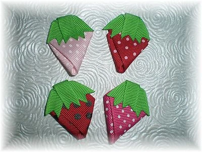 STRAWBERRY Hair Bow *NO-SLIP* Snap Clip Pick 1 - Image 1 of 2