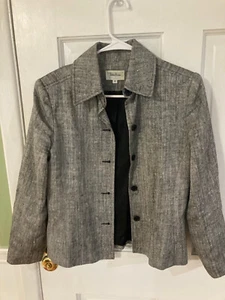 womens lined blazer gray/black size 4 Neiman Marcus with button front - Picture 1 of 3