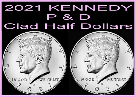 2021 P&D Kennedy Half Dollars 2 Uncirculated Business Strike Half Dollar Coins Cover