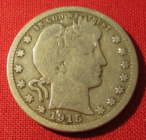 1915 P Barber Quarter - 90% Silver - Actual Coin in Photos  (2123) Cover