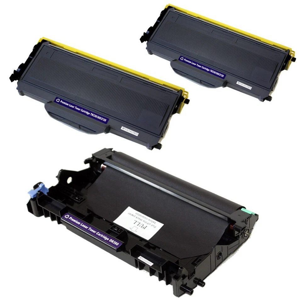 2PK TN360 + 1PK DR360 Toner and Drum Combo For Brother HL-2140 DCP-7030 7040  - Image 1 of 1