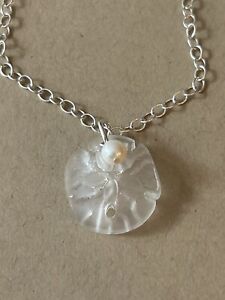 Sea Glass Sand Dollar Pearl Sterling Silver Necklace Sundance Treasures Jewelry
