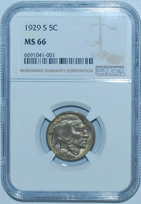 1929 S NGC MS66 Buffalo Nickel - Image 1 of 2
