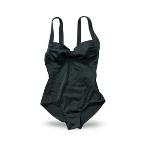 Speedo Badeanzug Damen Einteiler gefüttert schwarz V-Ausschnitt Gürtel hoher Rücken Größe 8 - Bild 1 von 6