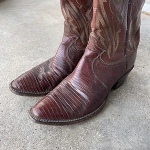 Vtg Justin Cowboy Boots 8480 Mens Size 7D Exotic Lizard USA Made Western Leather - Picture 1 of 10