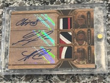 Triple Threads Jones, Acuna Jr, Albies Auto Wood Combo Relic Card 1/1 Braves