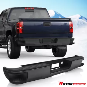 Black Rear Bumper For 2014-18 Chevrolet Silverado GMC Sierra 1500 w/o Sensor New - Picture 1 of 10