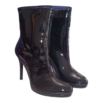 Stuart Weitzman Apollo Patent Leather Black Ankle Boot Stiletto Women's 8.5M NIB - Image 1 of 4