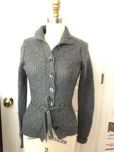 *BANANA REPUBLIC* Y2K Wool Cashmere Camel XS EUC Gray Cardigan Sweater - Picture 1 of 5
