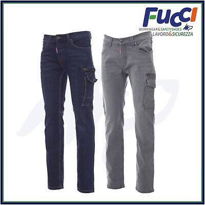 Pantaloni Da Lavoro Jeans Elasticizzati Multitasche Uomo Blu Denim Payper West • 39.95€