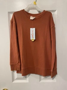 Kids Size Small 5/6 Orange Fall Grunge Pullover - Picture 1 of 2